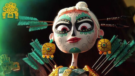 Wojowniczka i łuczniczka z Kraju Dżungli, pomalowana w tradycyjny makijaż w stylu los muertos