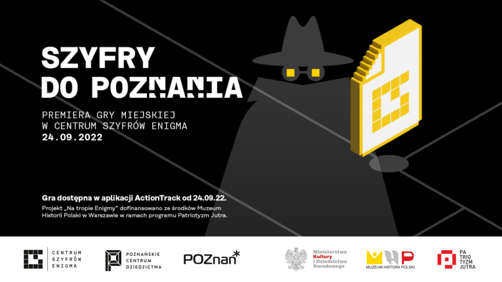 Plakat promujący wydarzenie Szyfry do Poznania organizowane przez Centrum Szyfrów Enigma