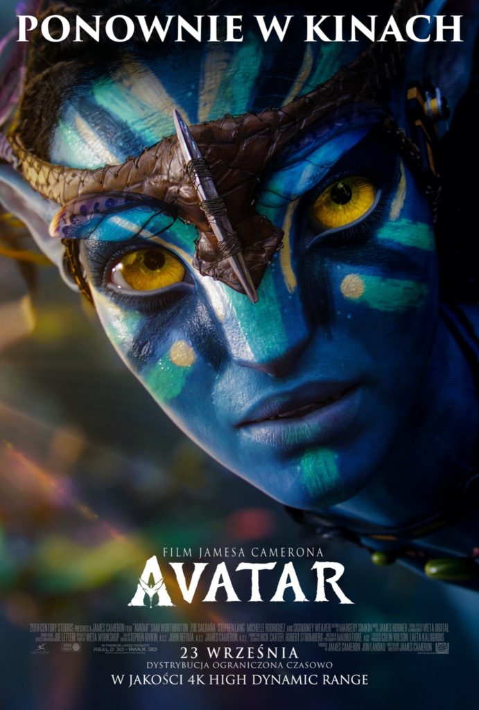Nowy plakat reklamujący ponowne seansie filmu „Avatar” odświeżonego w 4K