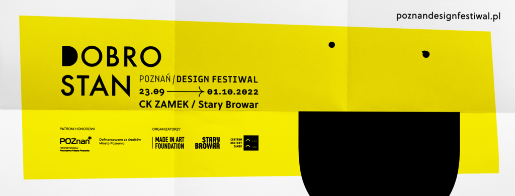 Żółty plakat Poznań Design Festiwal