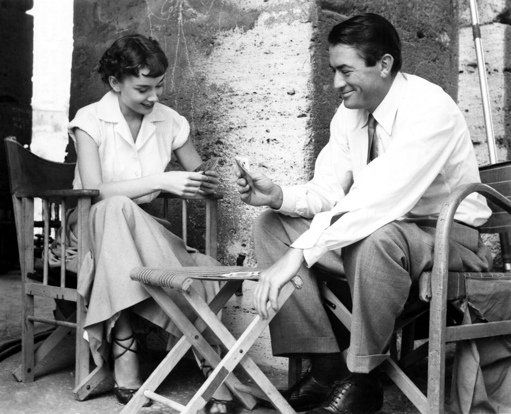 Audrey Hepburn i Gregory Peck podczas przerwy w zdjęciach