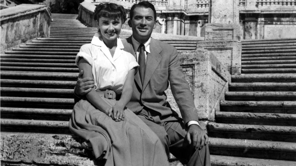 Audrey Hepburn i Gregory Peck na Schodach Hiszpańskich